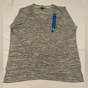 Banana Republic Oversized Gray Heather V-Neck Slinky Sweater